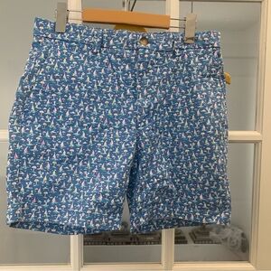 Vineyard Vines Blue Patterned Men's Flat Front Shorts